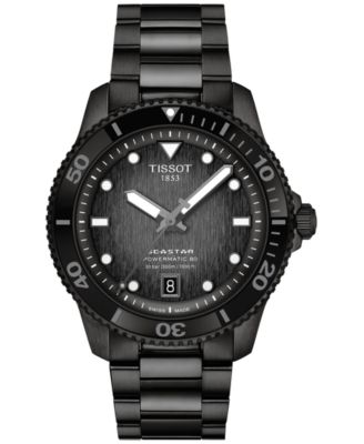 Tissot Men's Swiss Automatic Seastar 1000 Powermatic 80 Black PVD