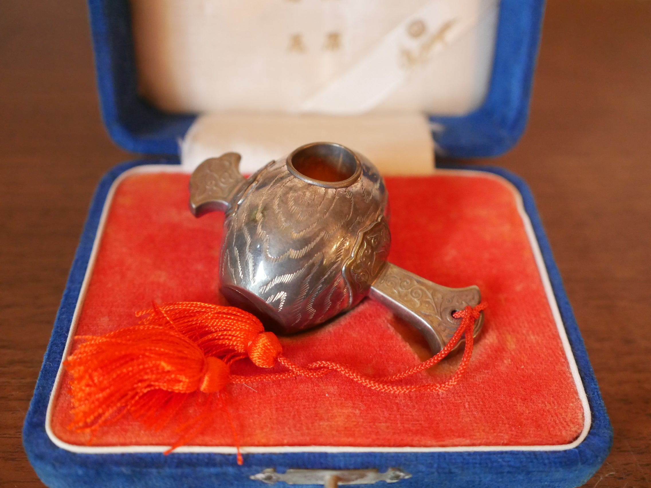 純銀製 【小槌型ボンボニエール/爪楊枝入れ】 戦前 東京銀座 松屋呉服