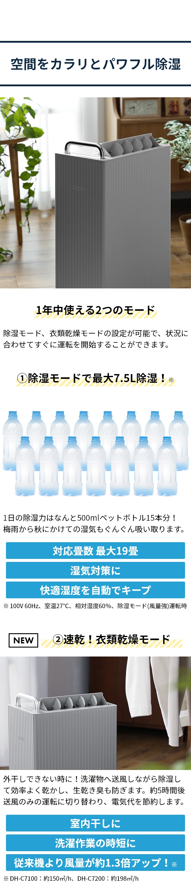2024年モデル カドー 【 3大特典】 除湿機 ROOT 7200 DH-C7200 衣類