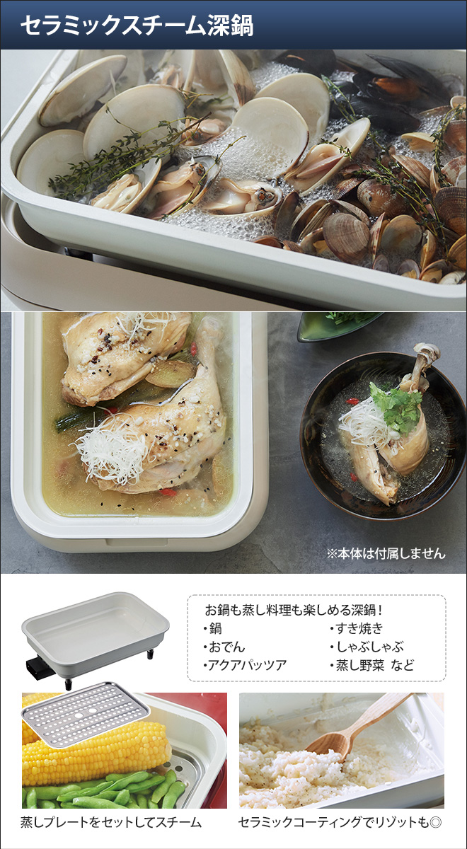 レコルト ホットプレート用 セラミックスチーム深鍋 RHP-1CS