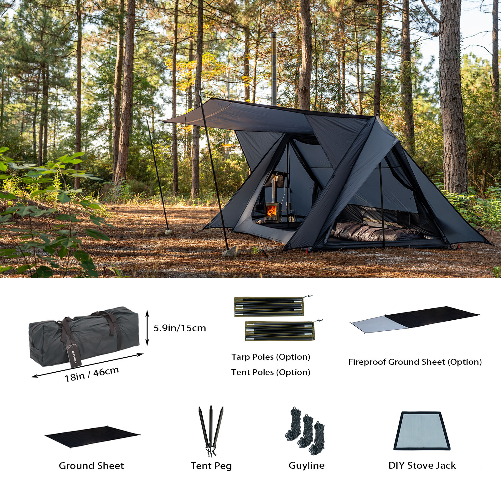 STOVEHUT 20 Shelter Hot Tent | Camping Baker Style Shelter Tent