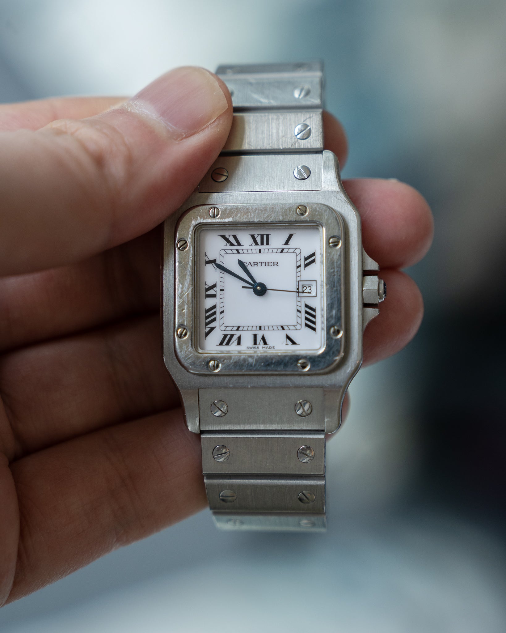 Santos de Cartier LM ref 2960 in steel, box & papers – Special Dial