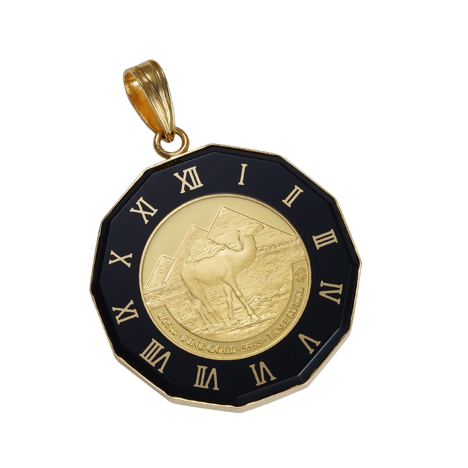 廃版：K24 純金 コイン ペンダント クレオパトラ 1/25oz ガラス時計