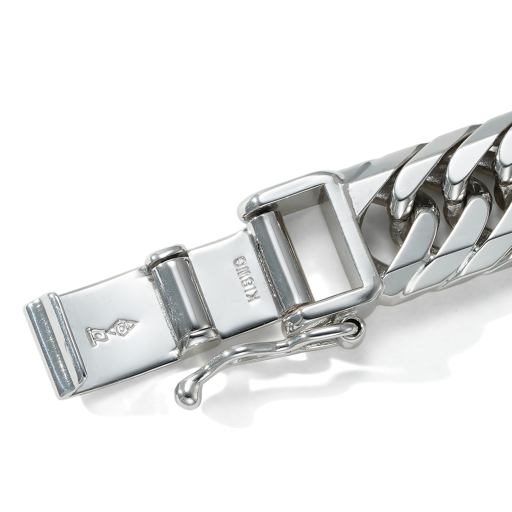 K18WG 18金 ホワイトゴールド 喜平ブレスレット 8面トリプル フラット