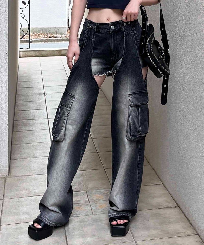 2WAYカーゴオーバーダイデニム｜SPIRALGIRL スパイラルガール 商品詳細