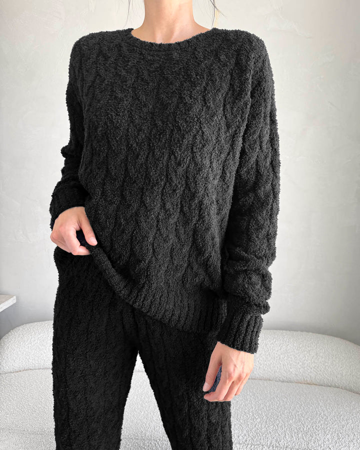 Black Cable Knit Sweater Set | Splendid