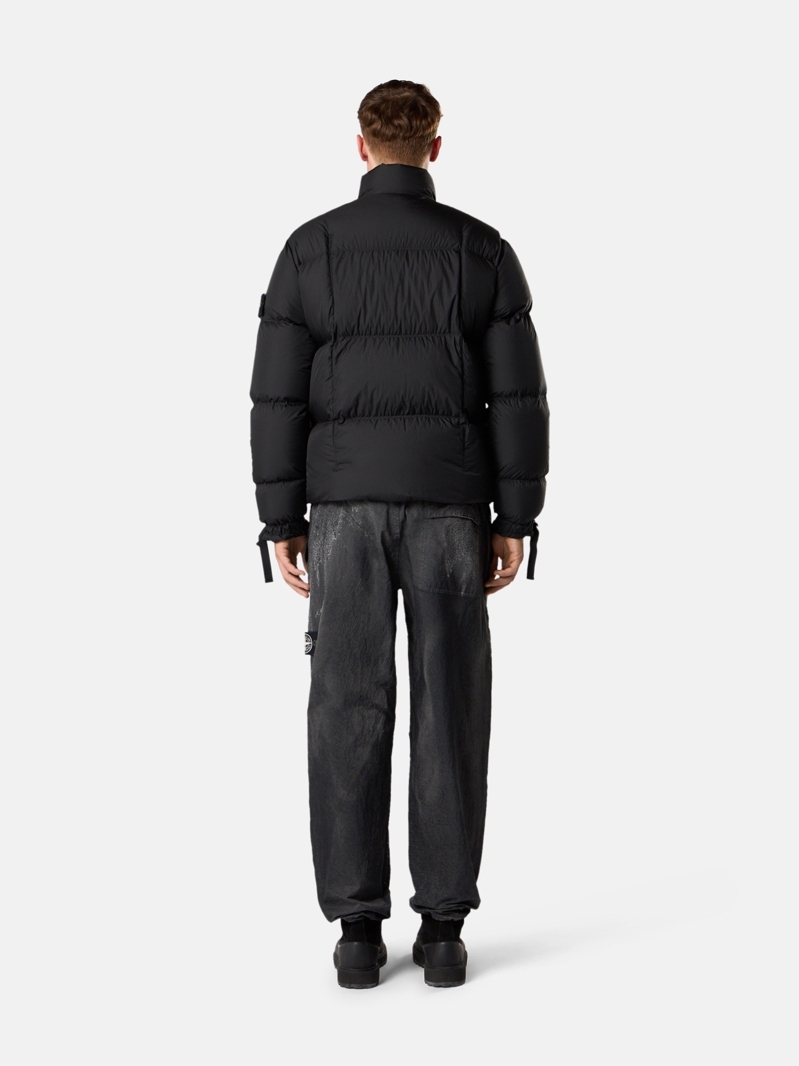ブラック スタンドカラー 軽量ダウンジャケット 4100017 SEAM FADED