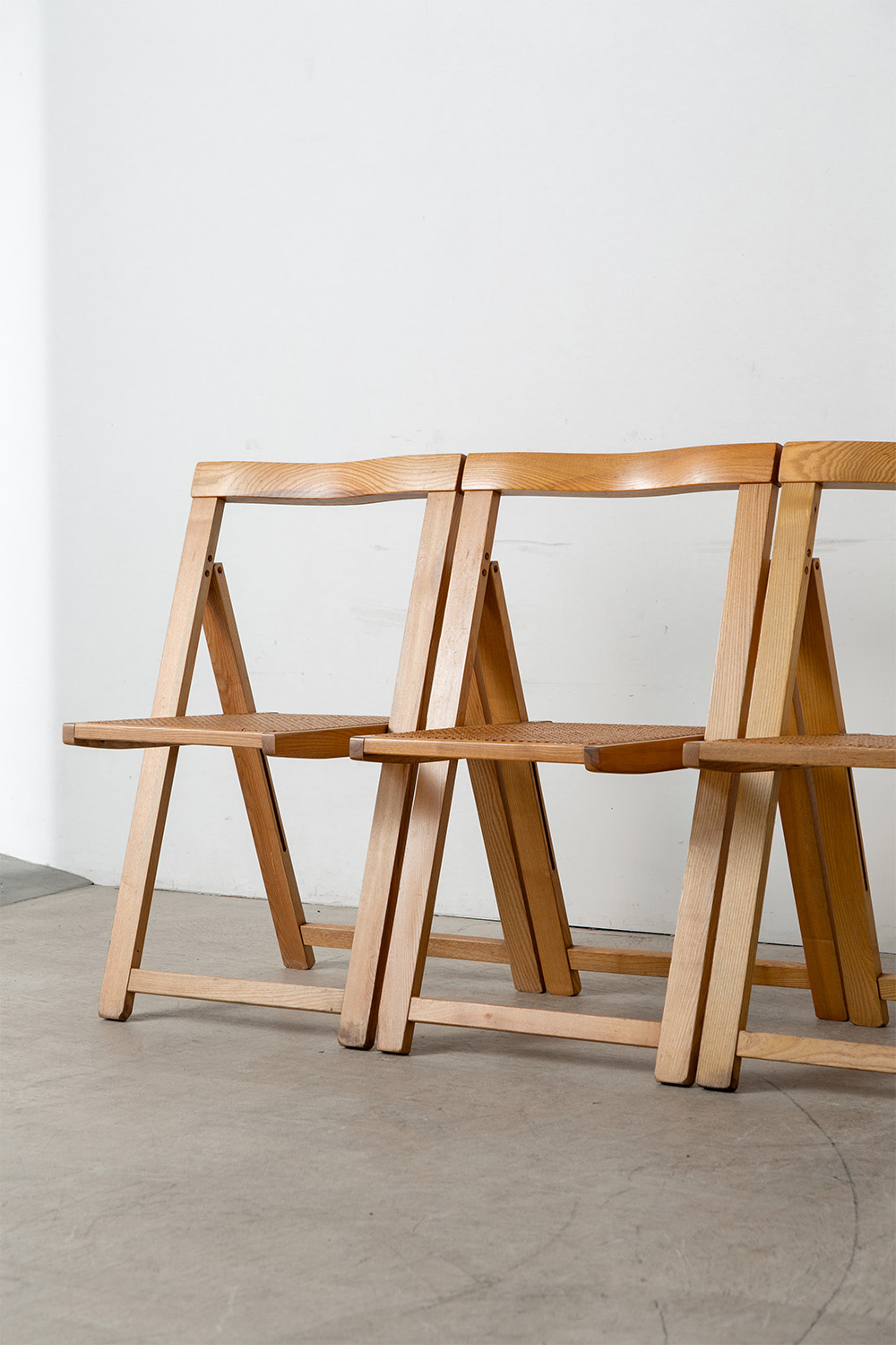 stoop | 'Trieste' Folding Chair by Aldo Jacober in Wood and Rattan