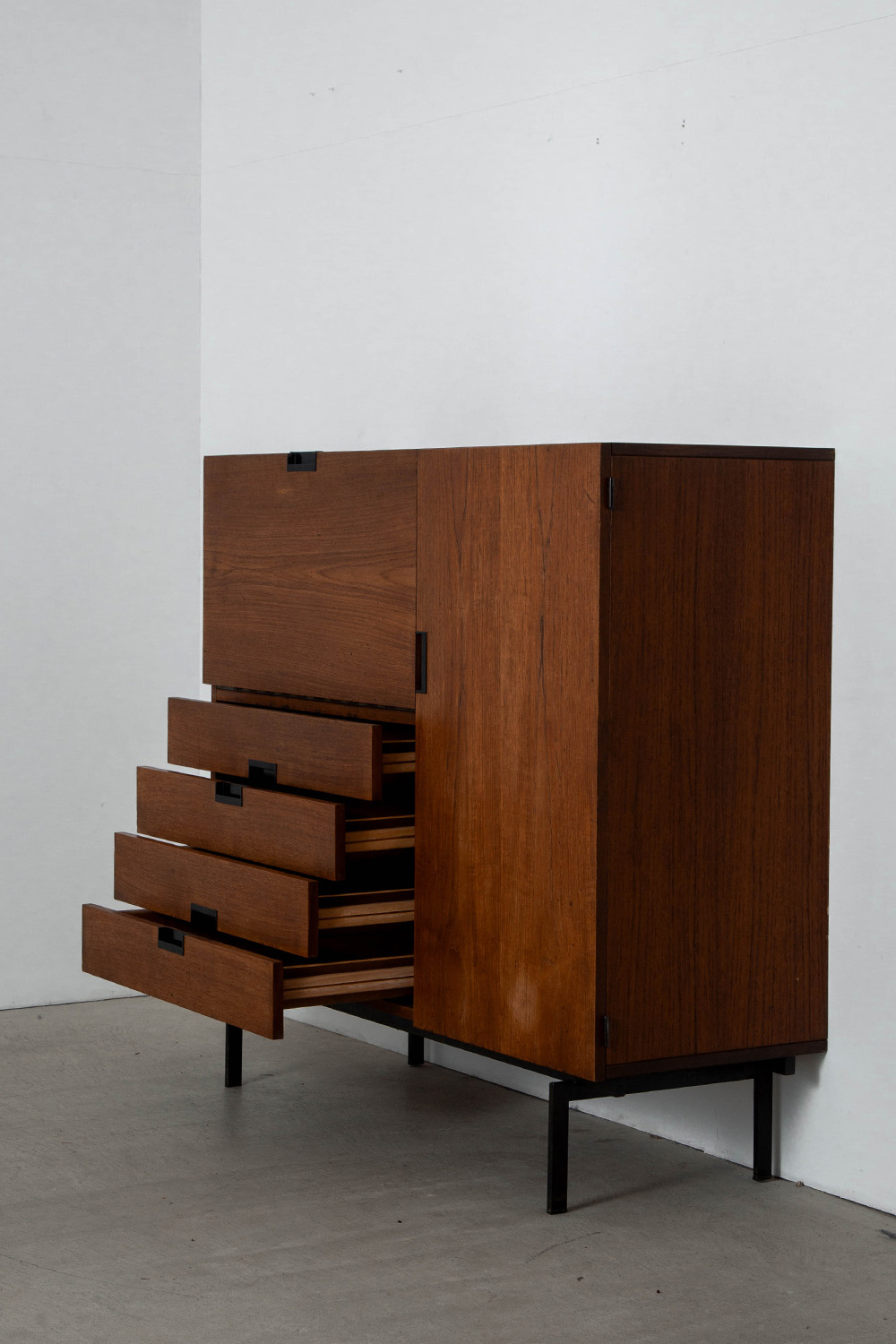 stoop | CU01 Cabinet By Cees Braakman for Pastoe in Teak and Steel