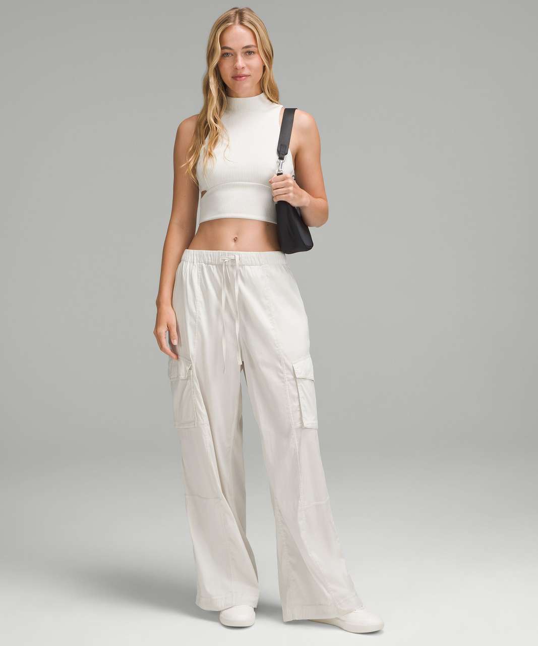 Lululemon Ribbed Softstreme Mockneck Cropped Tank Top - Bone