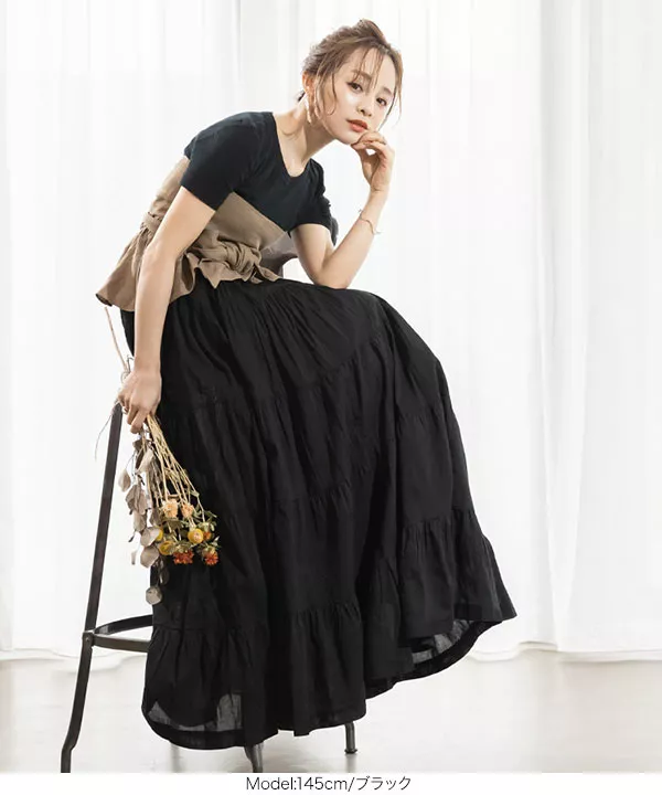 田中亜希子さんコラボ ]インド綿ティアードスカート [M2780