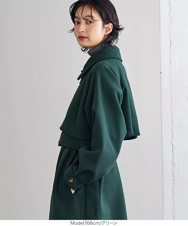 ベルト付きヨークロングコート [K1130] - レディースファッション通販