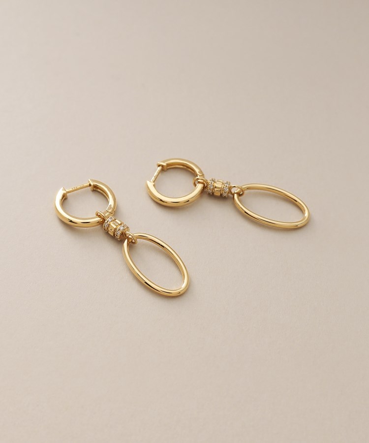 K18ダイヤモンド 縦溝クラスプ中折れ ピアス（ピアス） | COCOSHNIK