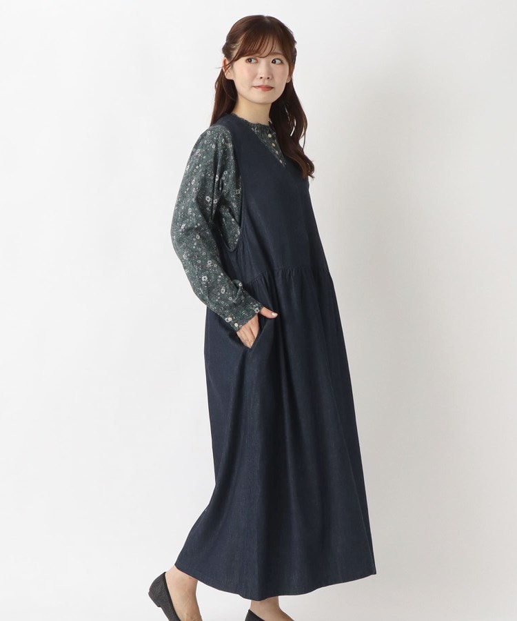 Vあき ロング丈ノースリーブワンピース（マキシ・ロングワンピース