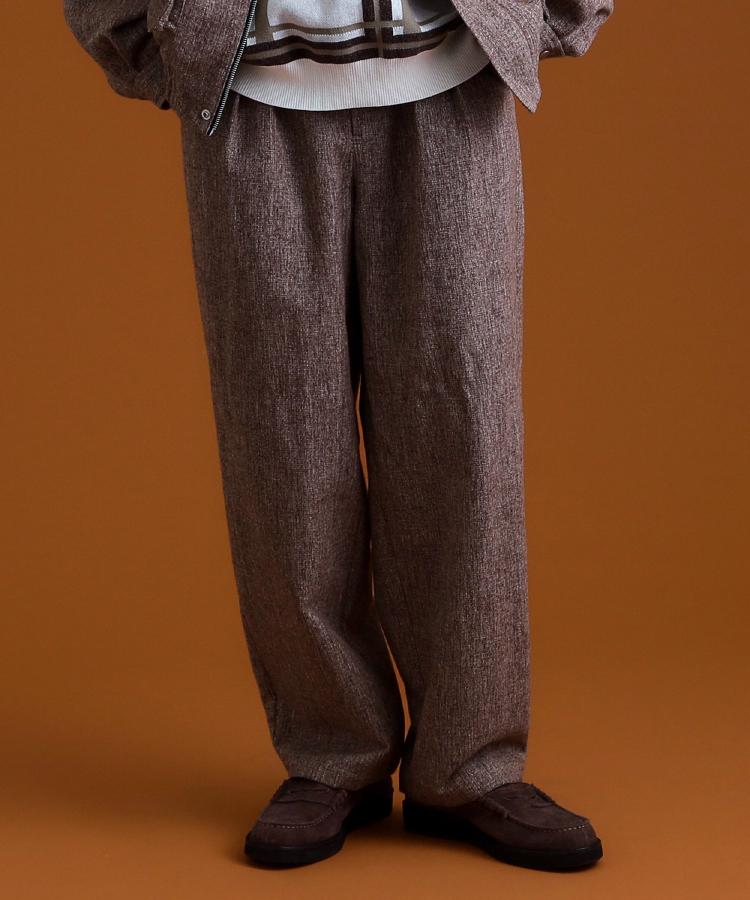 ツイードワイドパンツ 【洗濯機OK／セットアップ可】（フルレングス