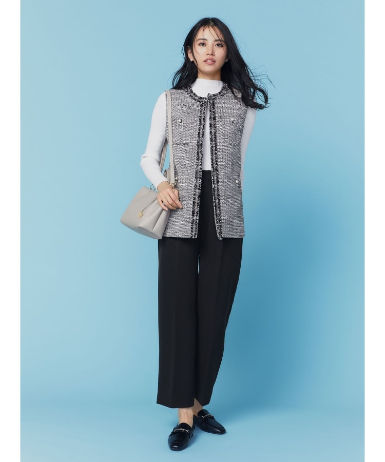 通勤・セレモニー/セットアップ対応》ワイドパンツ/ダブルクロス【洗濯