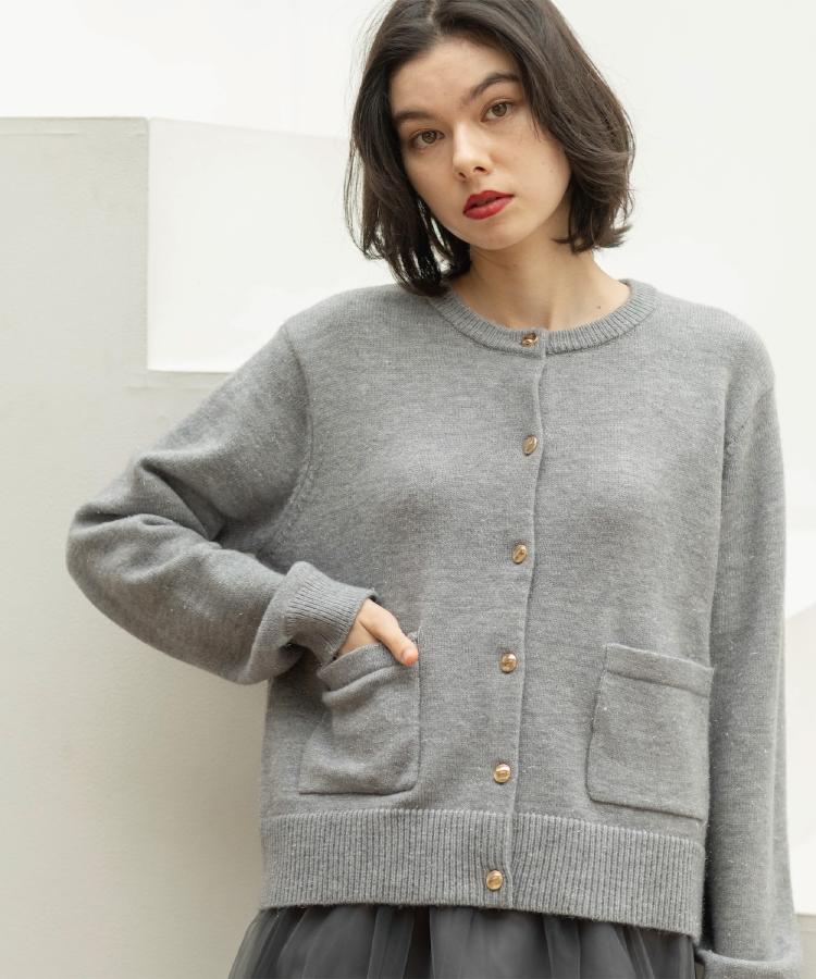 Lilly Lynque（リリーリン） フォックス混ロングニットカーディガン