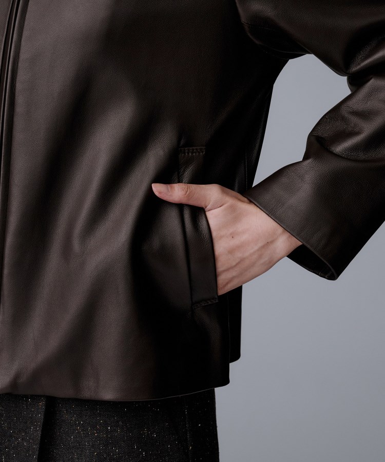 着丈短め/柔らかな質感】ラムレザージャケット（ライダースジャケット