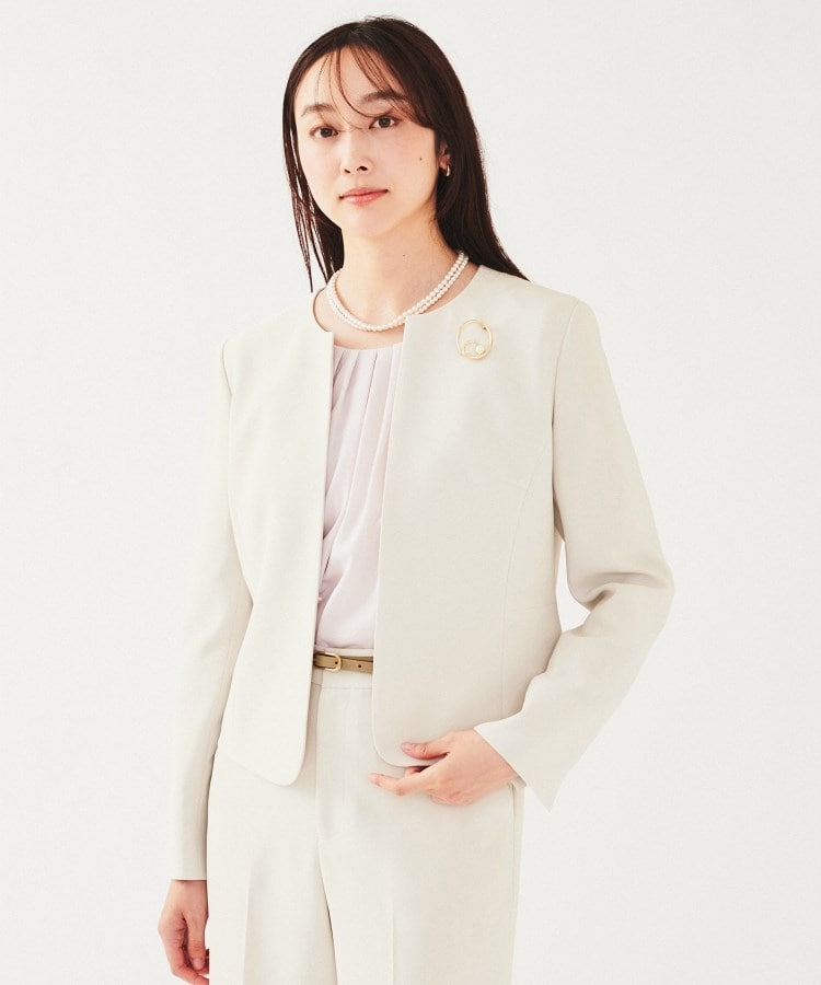 通勤スーツ】ノーカラージャケット（ノーカラージャケット
