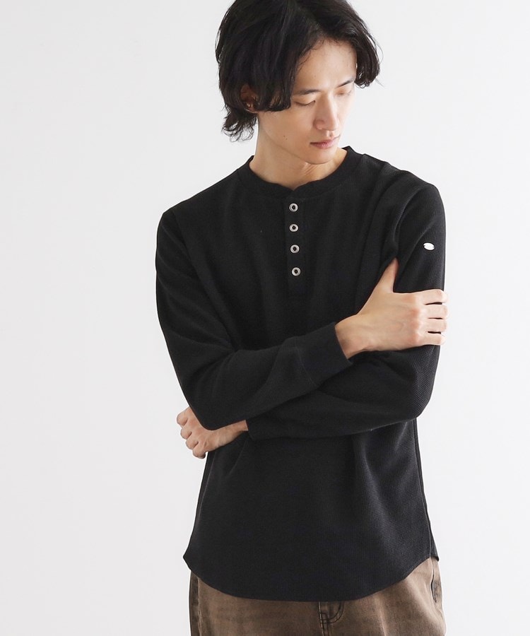 ワッフル＆スムースプレートヘンリーカットソー（カットソー） | tk