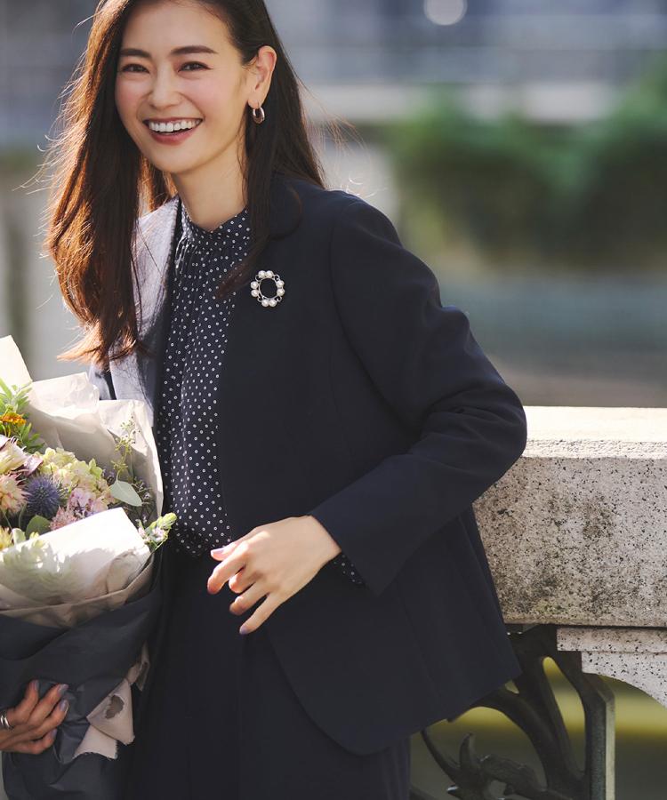 フォーマル／入卒／通勤／セットアップ可】ノーカラージャケット（ノー