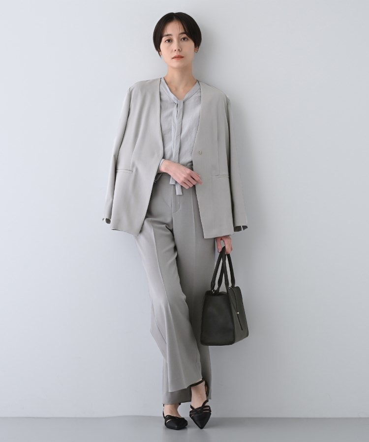 洗える／バックシャン】ハンサムノーカラージャケット（ノーカラー