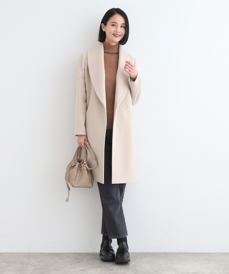 WEB限定／ウール】ショールカラーロングコート（チェスターコート