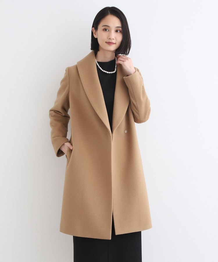 WEB限定／ウール】ショールカラーロングコート（チェスターコート