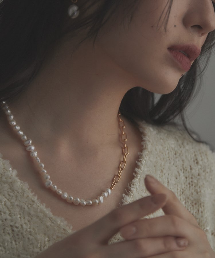 シルバー バロックパール チェーンミックス ネックレス GP（ネックレス