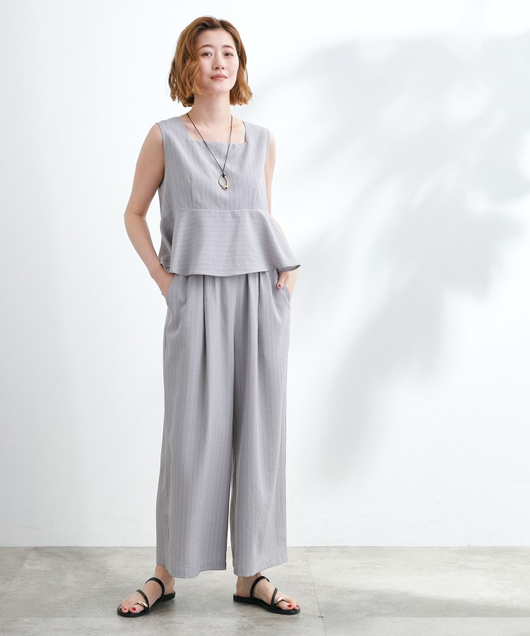 1枚でお洒落見え ストライプドッキングサロペット（オールインワン