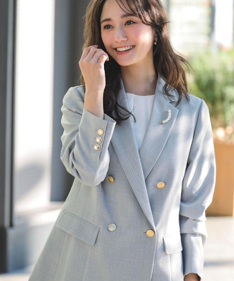 マシンウォッシュ/防シワ】ダブルテーラードジャケット【着回し