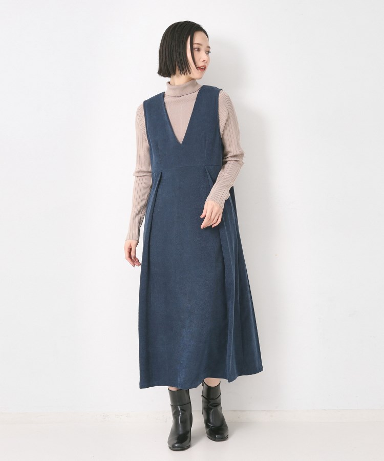 洗える/すっきり見え】コーデュロイジャンパースカート（マキシ