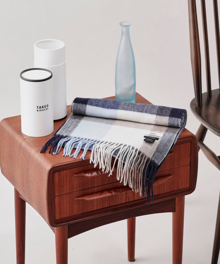 カシミヤ100%】チェック カシミヤマフラー（ストール・マフラー