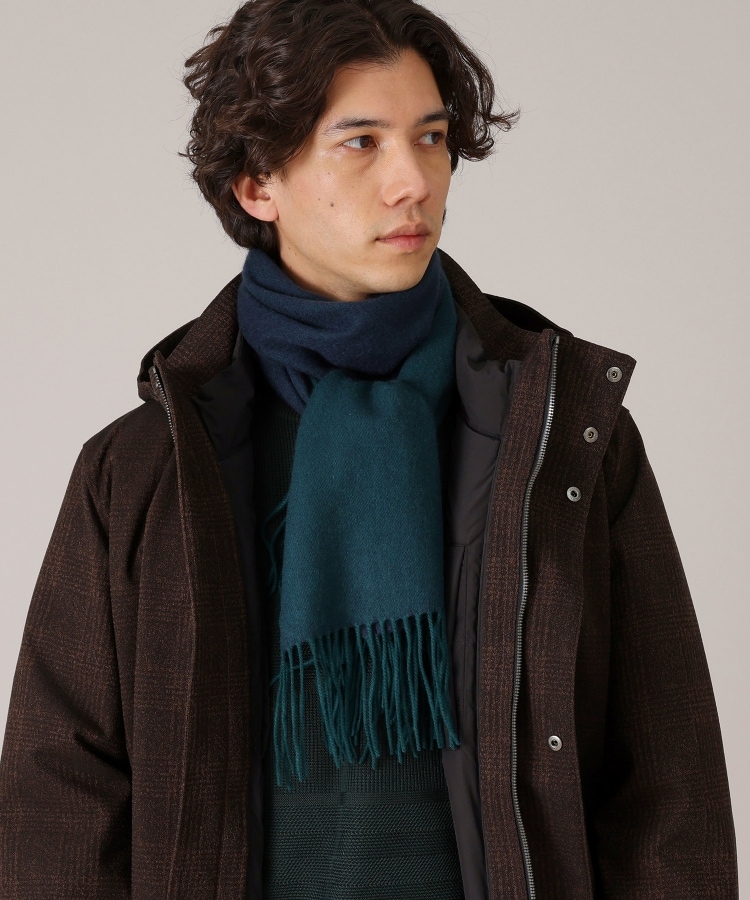 カシミヤ100％】無地リバー 配色カシミヤマフラー（ストール・マフラー