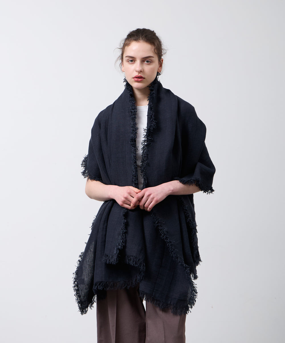 ASAUCE MELER | ベルギーリネンフリンジストール - アマンオンライン