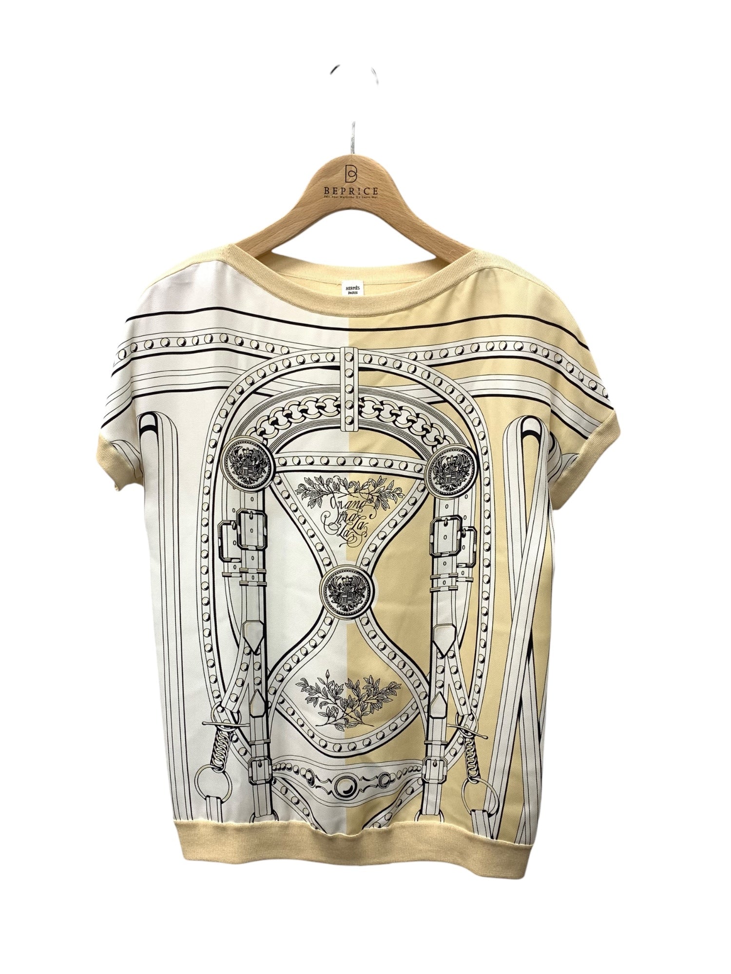 エルメス ツイルレーヌ 2E22814DO 34 ベージュ シルク プリント | 中古