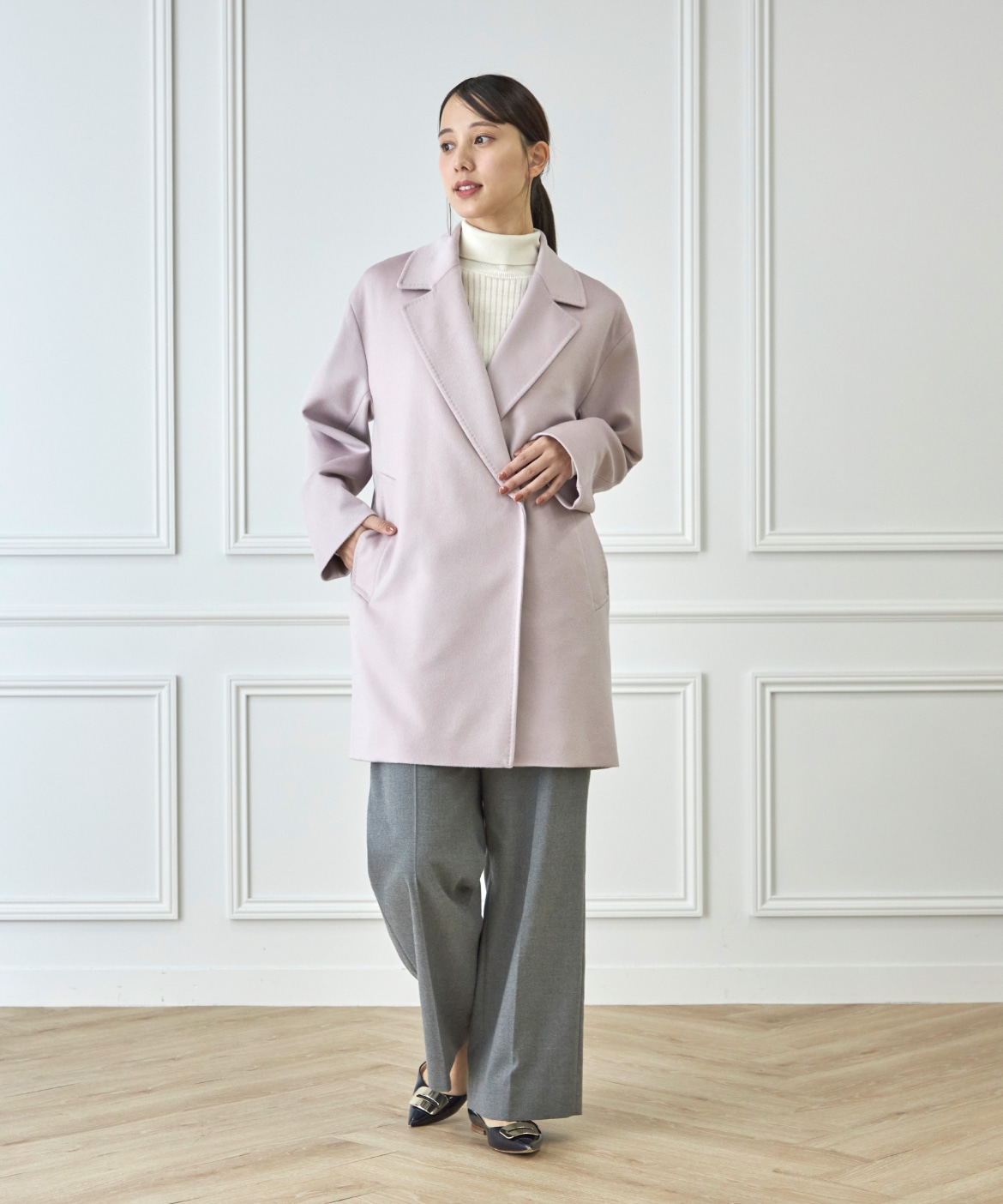 WEB限定》カシミヤ100%ミドル丈コート｜INED（イネド）｜フランドル