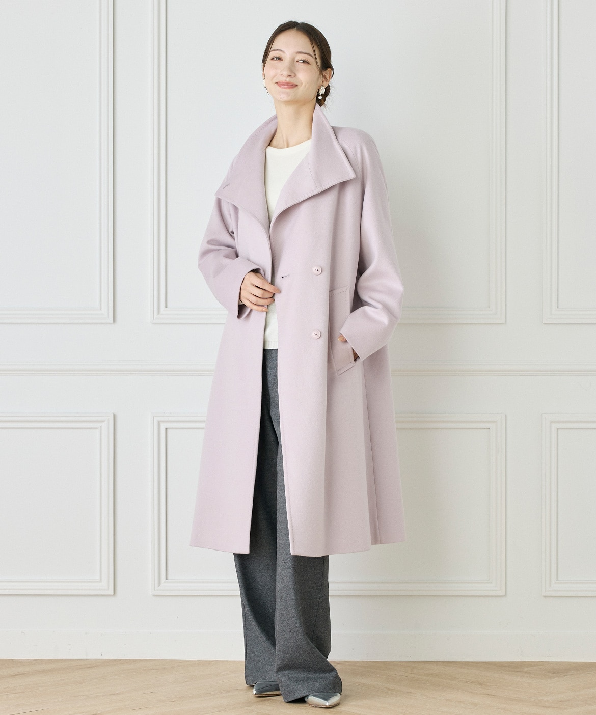 WEB限定》カシミヤ100%スタンドカラーコート｜INED（イネド