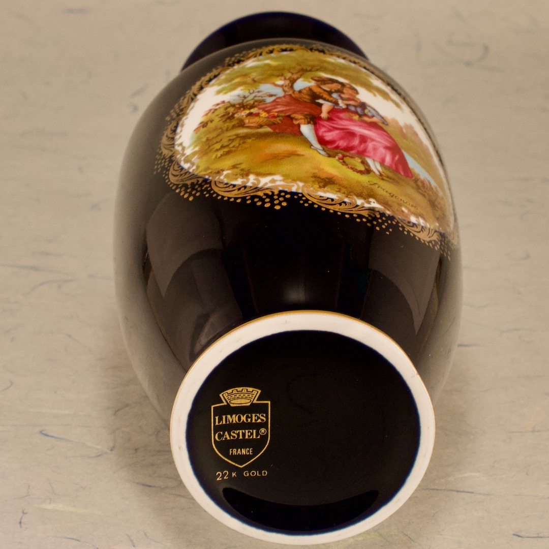 陶磁器 フランス リモージュ（Limoges） CASTEL 花瓶 22K（箱なし