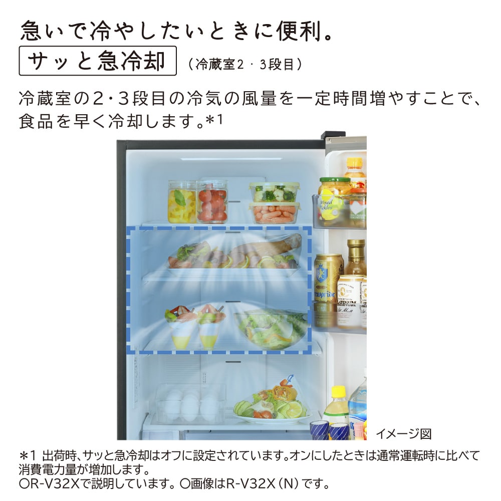 冷蔵庫（315L・左開き）R-V32XL S(グラファイトシルバー): キッチン