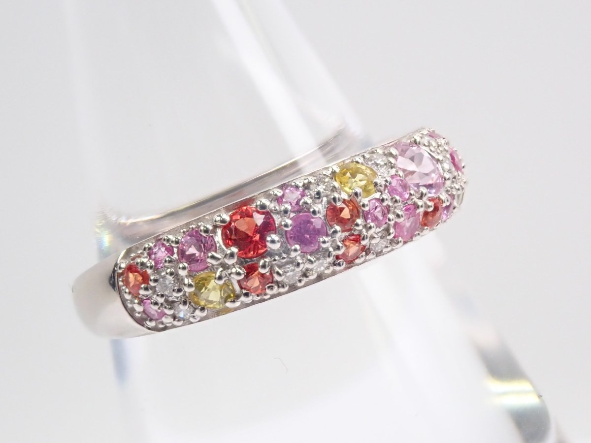 Pt900イエローサファイア・ピンクサファイア・オレンジサファイア