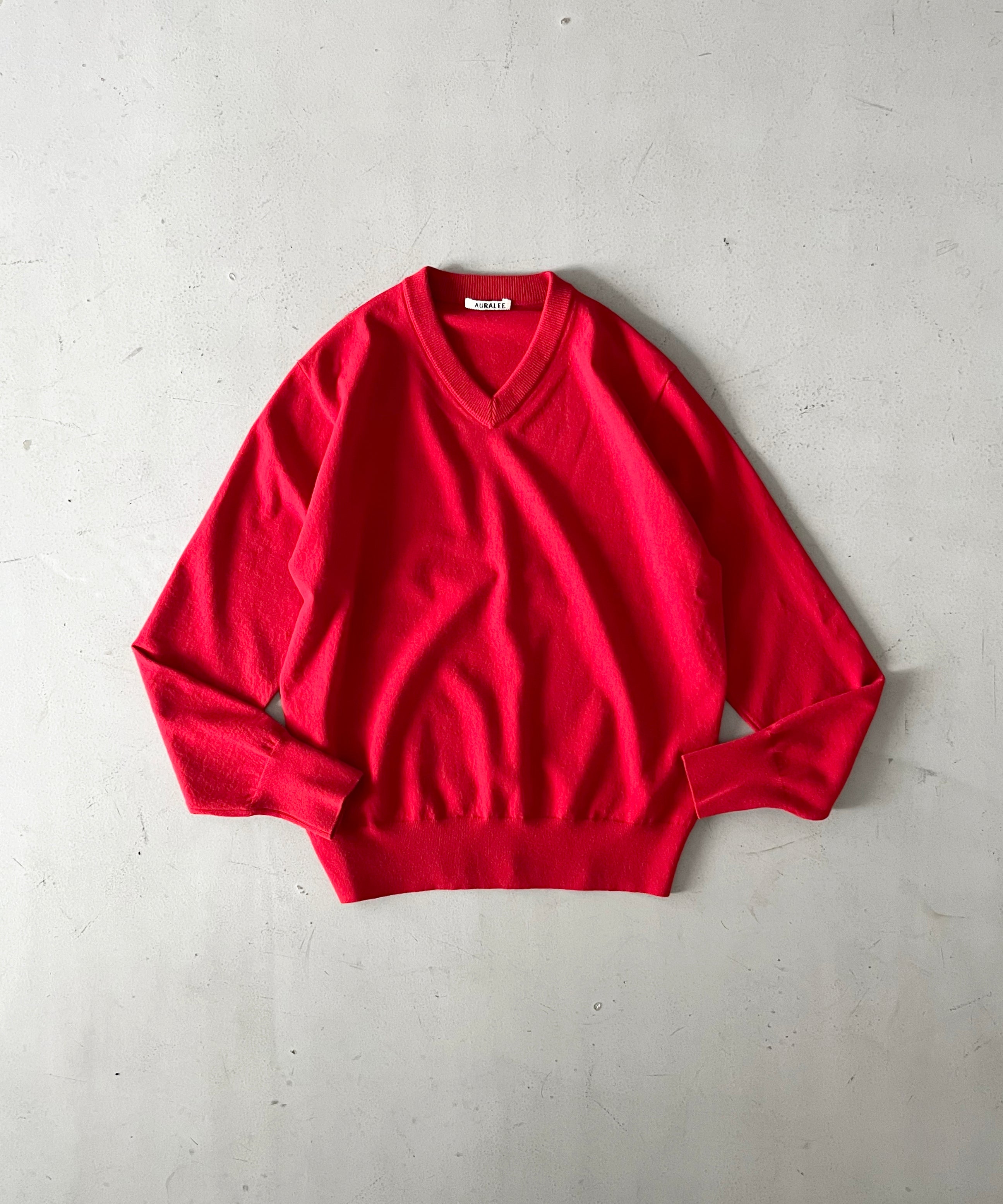 AURALEE【オーラリー】High twist wool knit v-neck p/o 