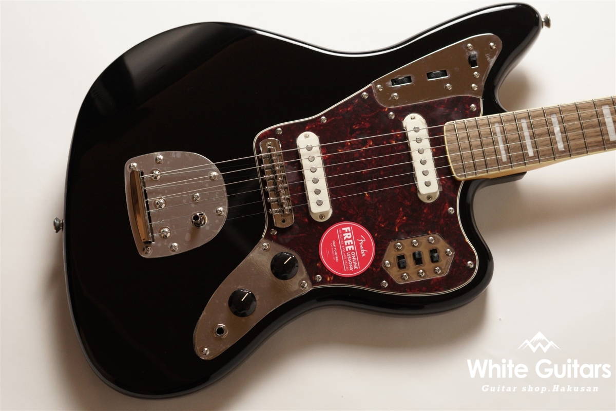 Squier by Fender Classic Vibe '70s Jaguar - Black | White Guitars