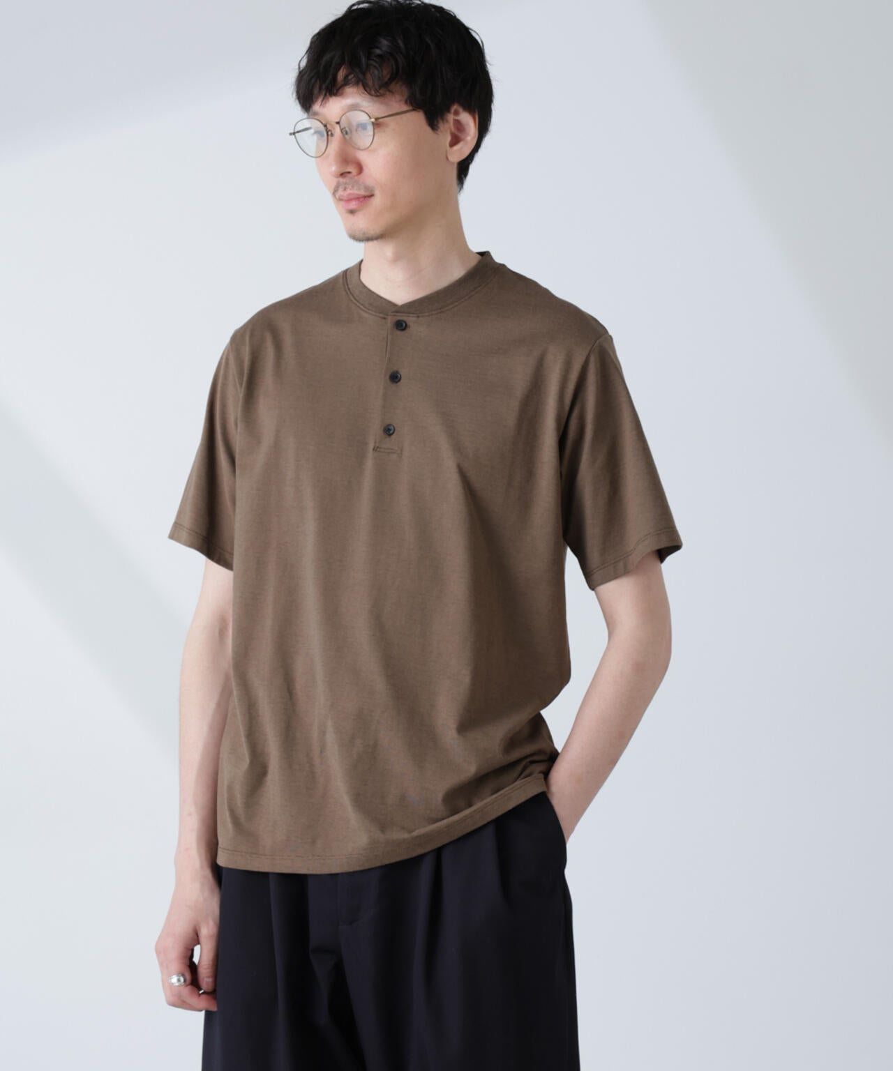 ソラーロライト ストレッチ ヘンリーネック Tシャツ（セットアップ可）