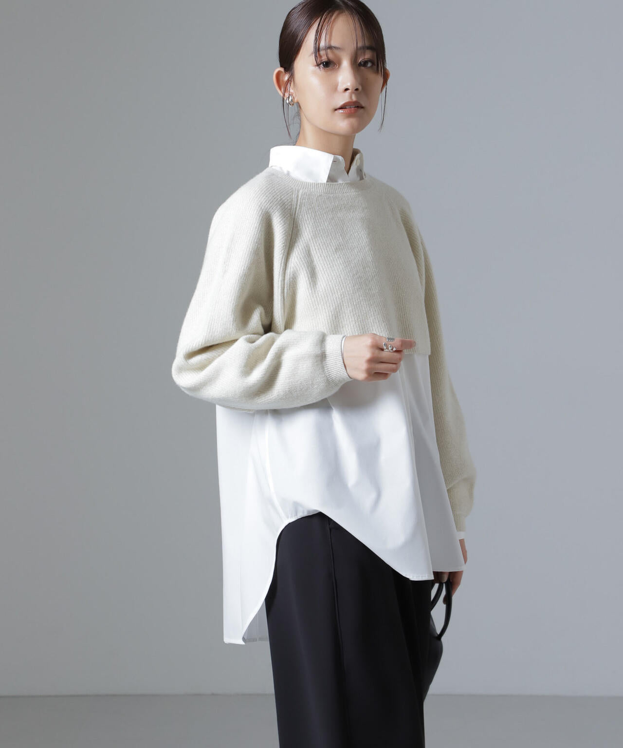 片畔 ラメ ショート ニット プルオーバー