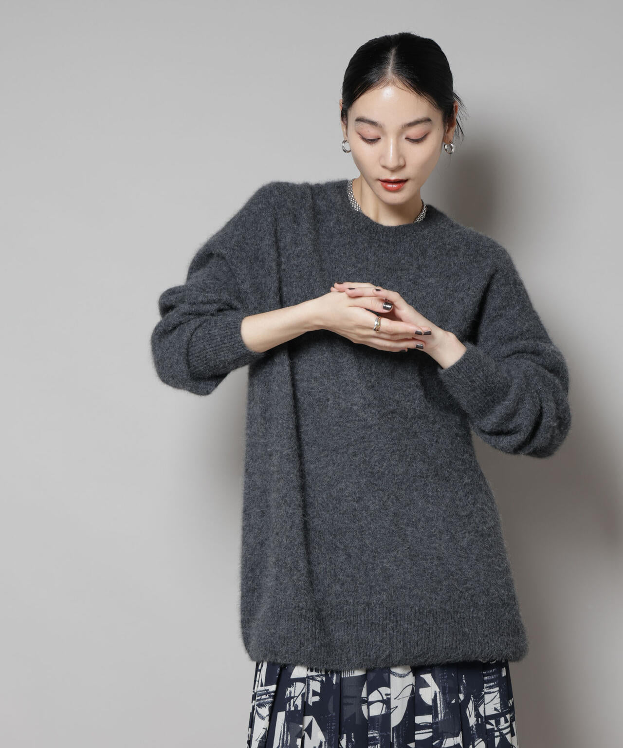 ウォッシャブル フォックス クルー ワイド ニット プルオーバー