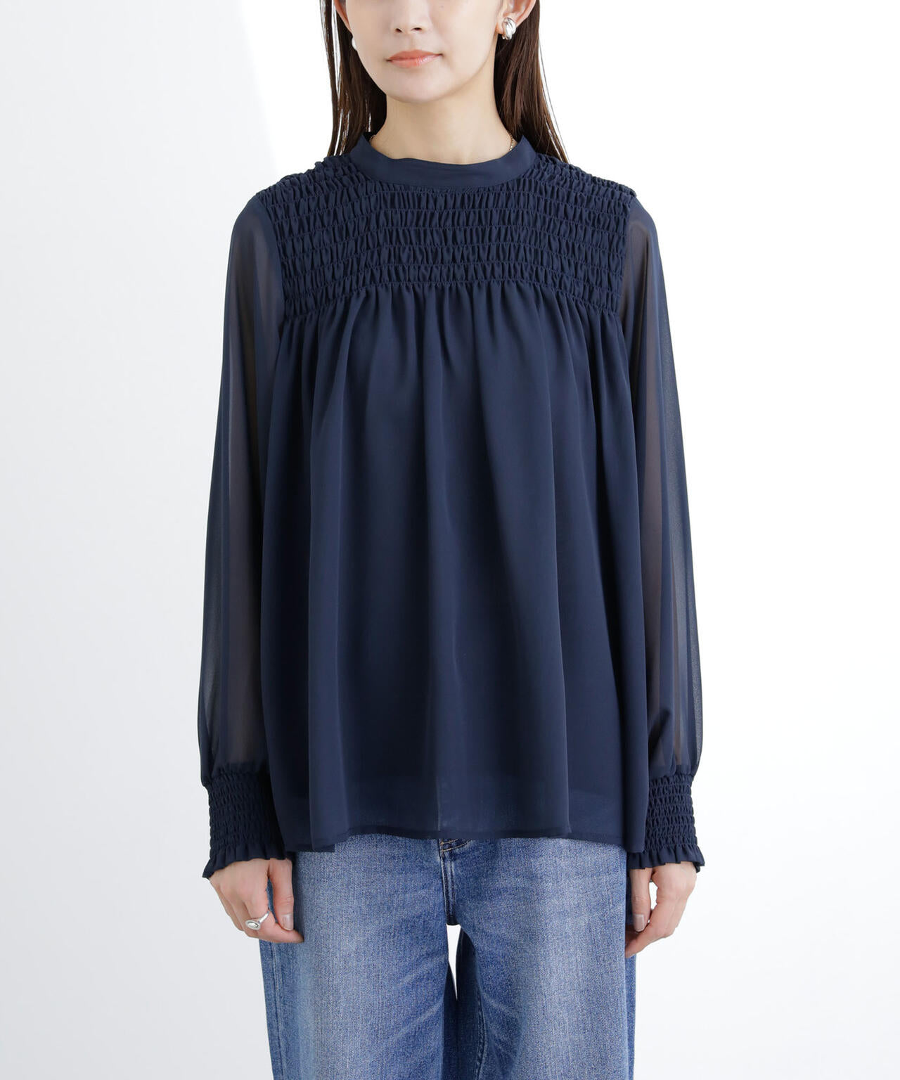 フロントシャーリングブラウス