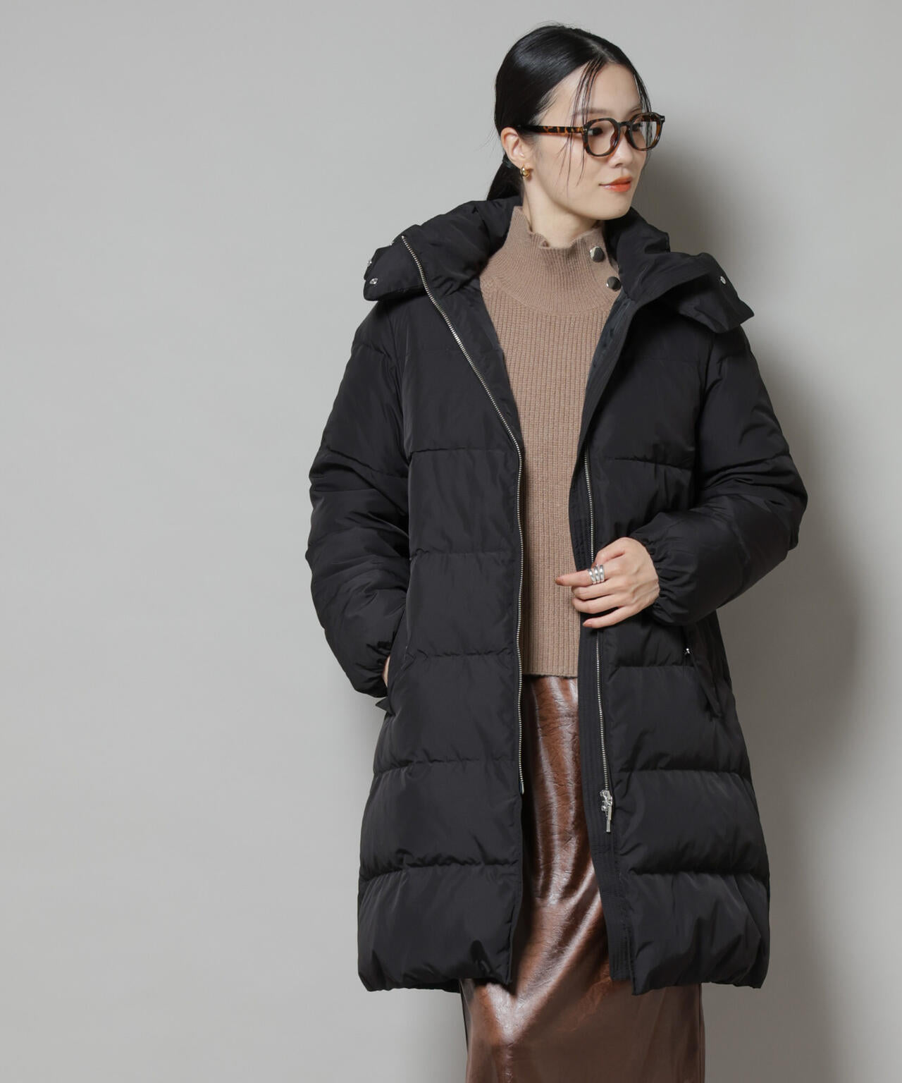 撥水加工 フード ロング ダウン コート