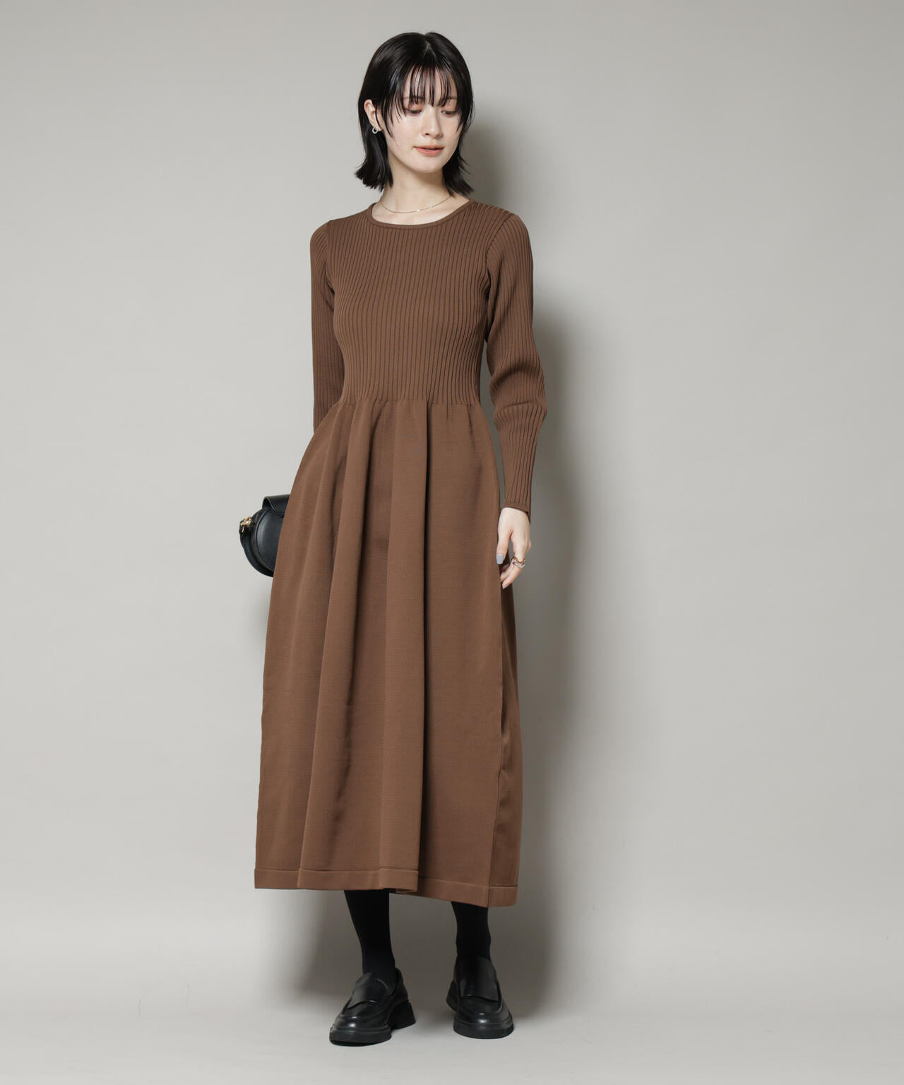 フォルム スカート ニット ワンピース