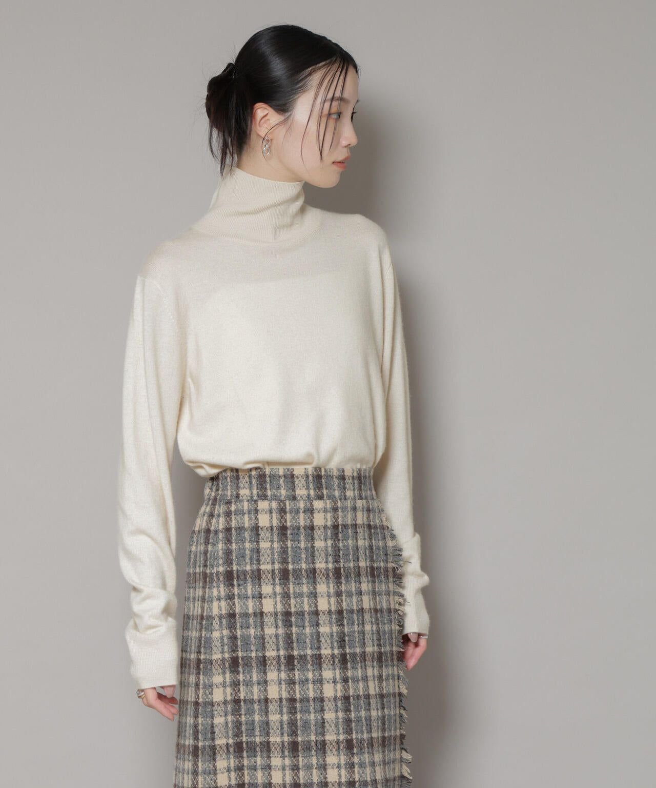 タートルネック カシミヤ混 ニット プルオーバー